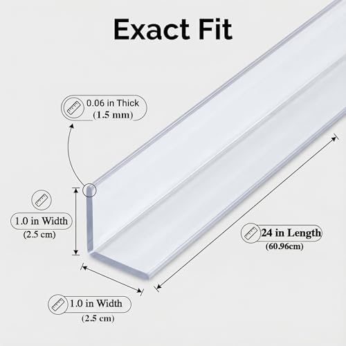 Frychee Clear Self - Adhesive Wall Corner Protectors - Ideal for Wall, Door, Cabinet, Furniture & Stair, Easy Installation, Suitable for Baby Proofing, Clear, 2.5cmx60cm-6PCS - 2