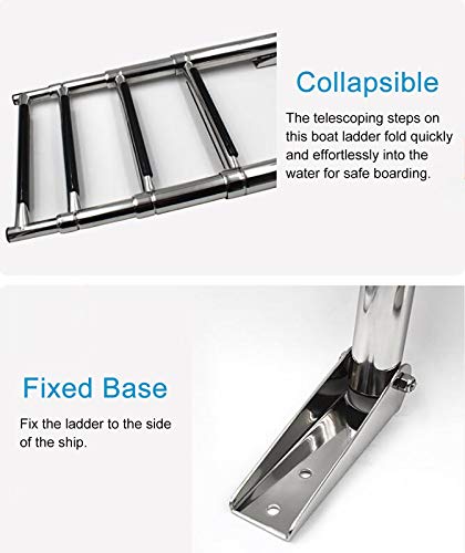 Escalera plegable de 4 pasos de acero inoxidable para piscina miniatura 4
