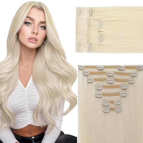 Full Shine Blonde Clip in Hair Extensions, Blonde 10Inch 7Pcs