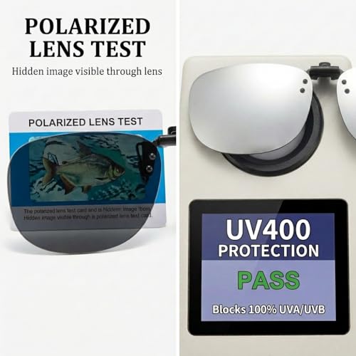 Image of Polarized Clip On Sunglasses, Flip Up Anti-Glare Driving Clip-on Shades, UV400 Protection Lens for Men Women