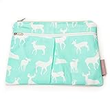 Logan + Lenora Wet + Dry Diaper Clutch - Carry Wipes, Diapers, Creams, Cloth Pads, Breast Pads, or Toiletries - Small Cloth Diaper Wet Bag with Dry Pocket - Made in USA - Waterproof (Mintwood)