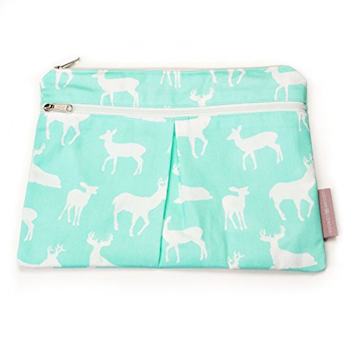 Logan + Lenora Wet + Dry Diaper Clutch - Carry Wipes, Diapers, Creams, Cloth Pads, Breast Pads, or Toiletries - Small Cloth Diaper Wet Bag with Dry Pocket - Made in USA - Waterproof (Mintwood)