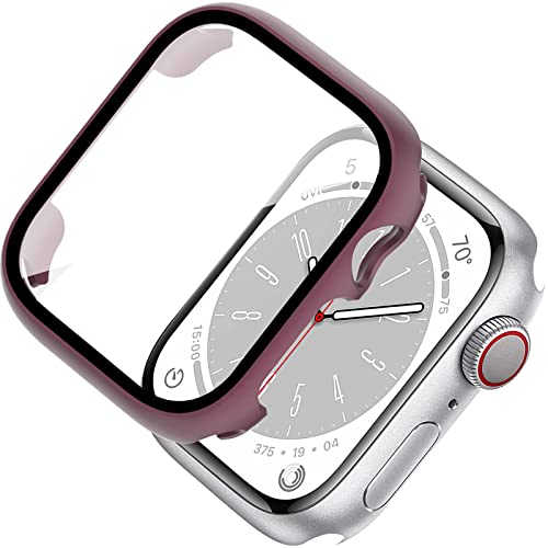 Miimall Case Compatible with Apple Watch Series 9/8/7 45mm Tempered Glass Screen Protector