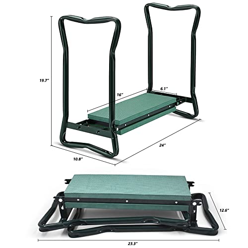 YSMN Garden Kneeler Seat Gardening Stool Garden Bench Foldable Portable Garden Knee Stools with Tool Bag Pouch Soft EVA Foam Kneeling Pad - Image 4