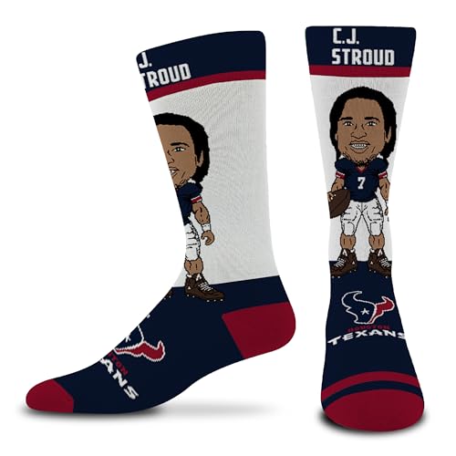 For Bare Feet - Houston Texans NFL Player Footwear For Men And Women Game Day Apparel Dress Socks - C.J. Stroud (US Alpha Medium Regular Regular C.J. Stroud - Houston Texans)