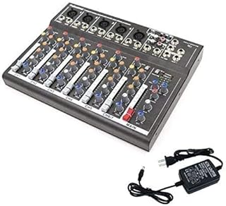 YaeCCC Mic Mixer Audio Sound Mixing Board DJ Mixer Mixing Console for Karaoke with USB Slot (7 Channel)