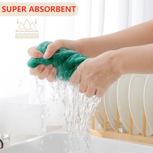 Image of Homaxy 100% Cotton Waffle Weave Kitchen Dish Towels, Ultra Soft Absorbent Quick Drying Cleaning Towel, 13 x 28 Inches, 8-Pack, Dark Green