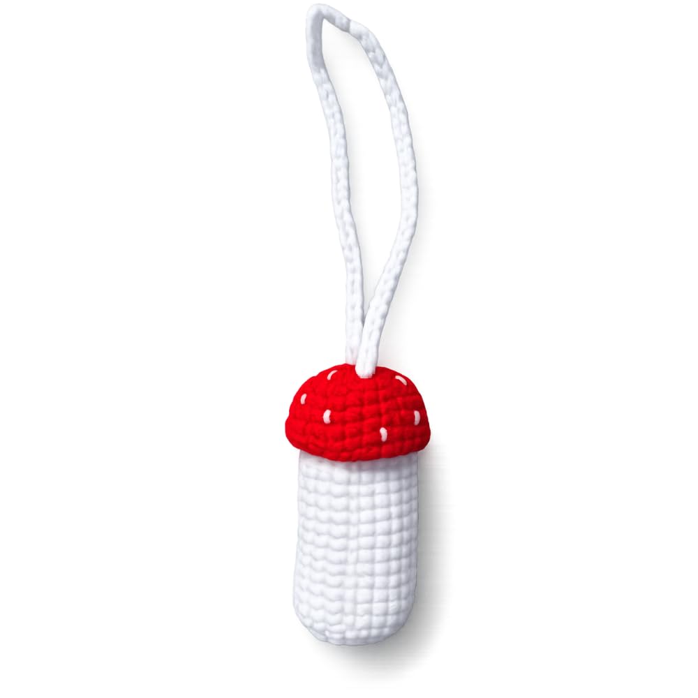 Guha Studio Handmade Crochet Mushroom Lip Balm Holder | Cute Lip Balm Cover with Bag Charm | Amigurumi Mushroom Keychain | 100% Acrylic Yarn | Handmade Travel Accessory-image-8