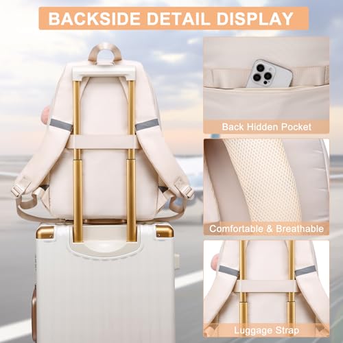Image of School Backpack for Teen Girls, Cute College Backpacks for Kids Students | Bookbag Fit 15.6 Inch Laptop Bag, Primary Middle School Backpacks, Beige
