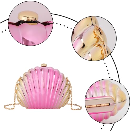 Image of Women Seashell Evening Bag Purse Mermaid Chain Strap Clutch Handbag Shoulder Bag | Seashell