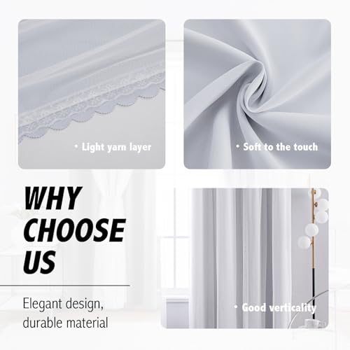 Image of Anytime Double Layer Blackout Curtains 2 Panels，35Wx84L，Greyish White
