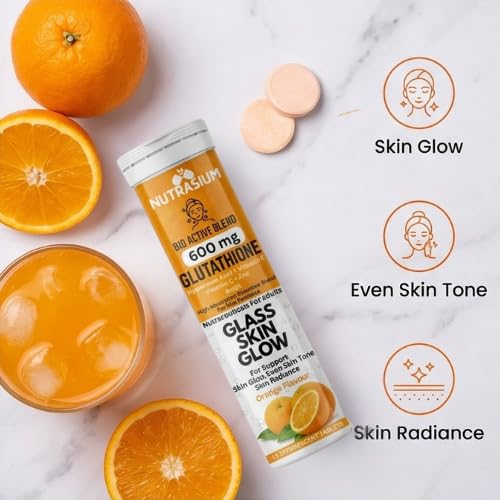 Nutrasium | 600 mg L-Glutathione tablets for Radiant Skin & Even Skin Tone | Glutathione Tablets For Skin Glow & Antipigmentation | 15 Effervescent Tablets, Orange Flavour 1