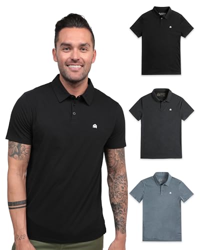 INTO THE AM Men's Polo Shirts - Fitted Short Sleeve Collar Shirt for Men S - 4XL