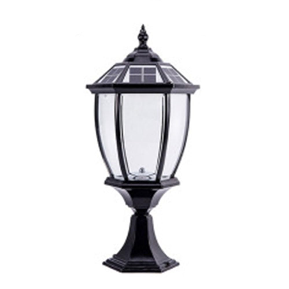 ITOSUI Solar-Powered Villa Lawn Post Light Waterproof Courtyard Gate Courtyard Aluminum Housing Plus Glass Lights Fixture for Porch Deck Wet Location Rated Outdoor Fence Corridor Column Lamp