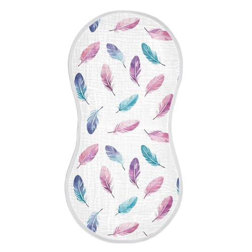 vvfelixl Hand Painted Feather Burp Cloths for Baby Boy Girls Baby Washcloths Burp Rags 1 Pack