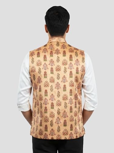 Image of VASTRAMAY Men's Silk Blend Nehru Jacket | Festive Ethnic Attire for Wedding, Party & Ramzan | Traditional Outfit - Eid Special