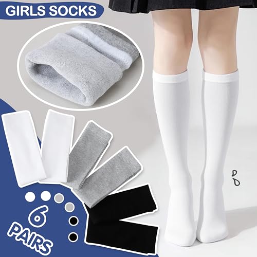Image of MOGGEI 6 Pairs Kids Girls Knee High Socks Gift Long Crazy Silly Tall Funny Boot Cute Animal Child Fun Socks