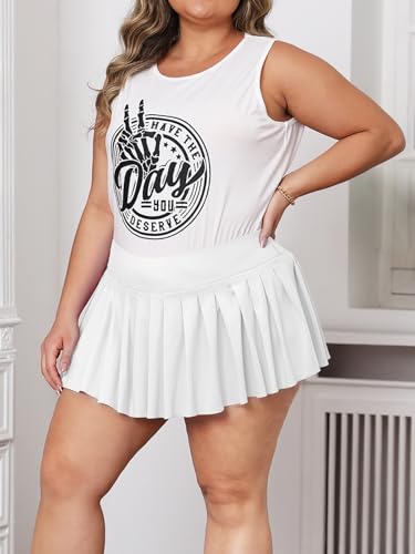 Women's Plus Size Micro Mini Pleated Skirts High Waist Short Skater Skirt Y2k Club Cheer Skirt with Shorts4