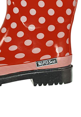 MADSea Damen Gummistiefel Ocean High Langschaft, Rot mit weißen Punkten, 38 EU