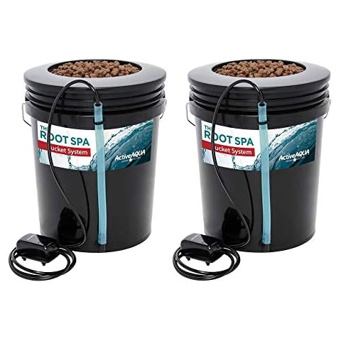 Active Aqua RS5GALSYS Root Spa 5 Gallon Hydroponic Bucket Deep Water Culture Grow Kit System with Multi-Purpose Air Hose and Air Pump, Black, 2 Pack Cover