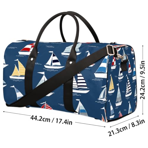 Colorful Sailboat Travel Duffel Bag, Sea Sports Tote Gym Bag, Foldable Weekender Overnight Bag, Luggage Handle Bag for Women Men4