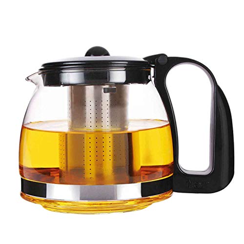 Michelino Glas Teekanne mit abnehmbare Edelstahl-Sieb Teebereiter, 700 ml, schwarz Cover