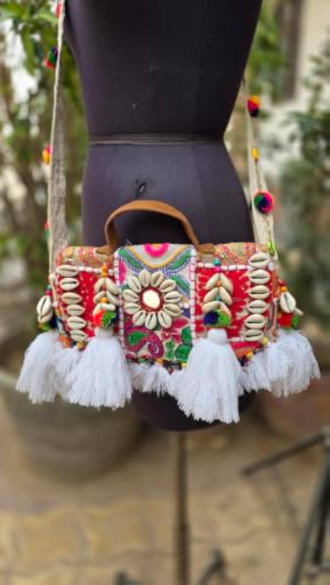 Banjara Sling Bag with Cowrie Shell Embroidery, Handmade