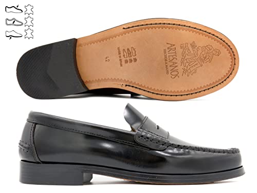 Marttely Mocassini Uomo Pelle Nero 43-EU Scarpe