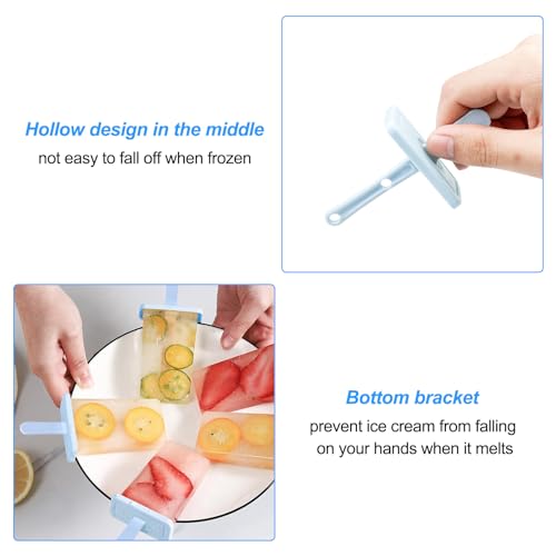 Traxenta 9 Stück eisformen eis am stiel, eisform, wassereis formen, eisstiele wiederverwendbar, popsicle holder, stieleisformen, eisförmchen, ice cream mold mit Silikontrichter Und Reinigungsbürste