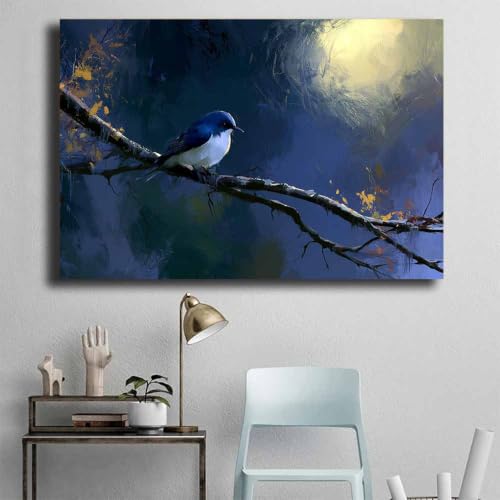 Peinture sur toile d'animaux Art de la branche d'oiseau élégant - 4