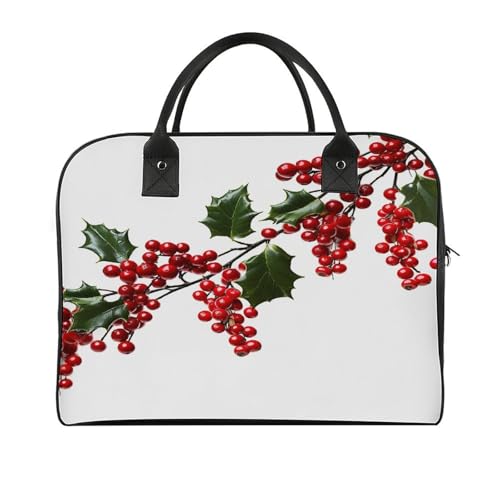 Sac à bandoulière ordinateur multi-poches Holly Berry Branches, grand sac de travail
