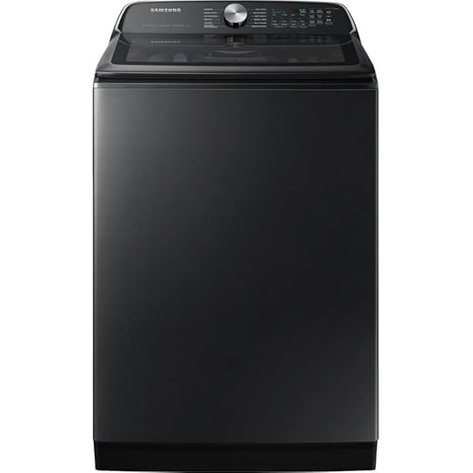 Samsung 5.5 cu. ft. Extra-Large Capacity Smart Top Load Washer with Super Speed Wash, Brushed Black, WA55CG7100AVUS