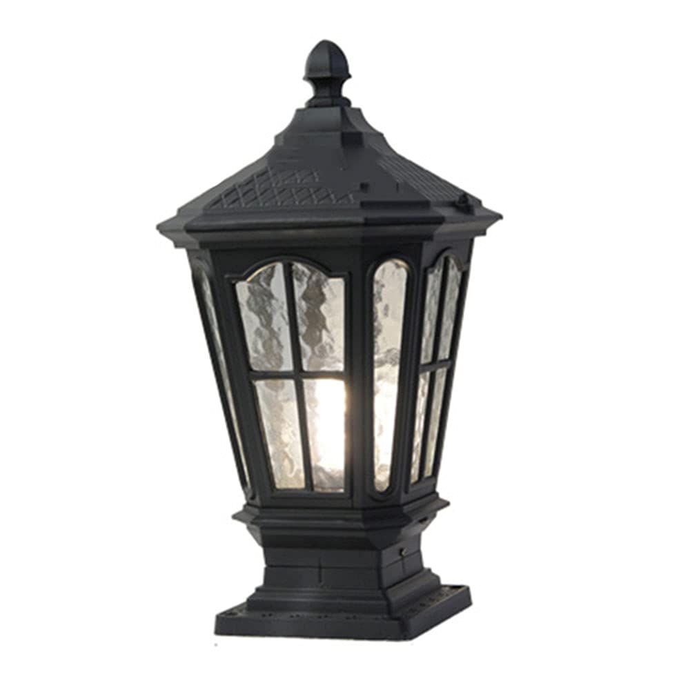 SHUANGZ Chinese Square Post Light Outdoor Waterproof Post Light Fixture Aluminum Villa Post Cap Lamp Traditional E27 Waterproof Column Headlight Used for Garden Deck Porch Gate Post