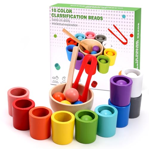 Color Sorting Toys Wooden Montessori Rainbow Matching Game for Kids 3+