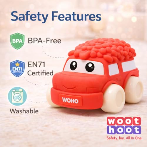 Image of Soft, Safe & Scented Car for Toddlers 1-3 Years BPA-Free, Chewable PVC Vehicle, Sensory, Motor Skill Development, Food Grade Toy, Baby Car Toys 6-12 Months+, One-Piece Design Infant Toys
