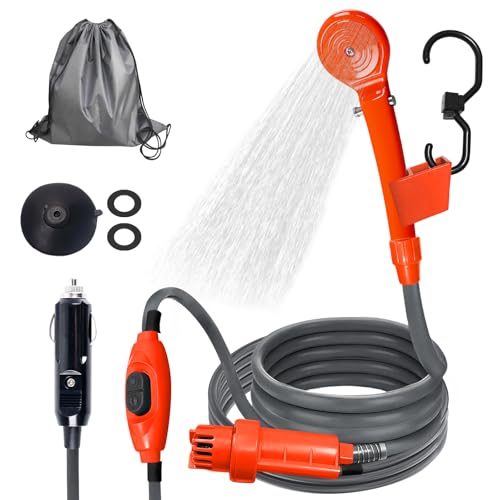 Ducha portátil de camping, CC 12 V, encendedor de cigarrillos, enchufe para exteriores, ducha de camping portátil, ducha de camping con cabezal de ducha, juego de ducha móvil, ducha de exterior para