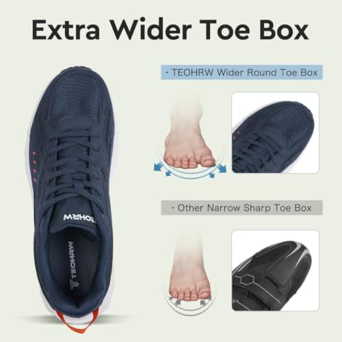 Image of Men's Extra Wide Walking Sneakers Wide Toe Box Orthopedic Shoes with Arch Support for Flat Feet & Foot Pain Relief