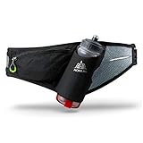 TRIWONDER Gürteltasche mit Flaschenhalter, Hüfttasche Trinkgürtel mit Trinkflasche für Laufen Joggen Damen und Herren (Schwarz)