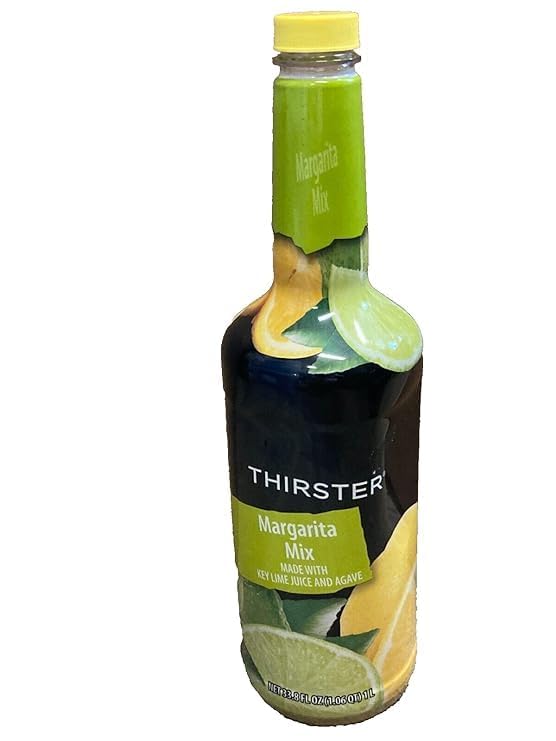 Thirster Margarita Mix Made With Key Lime Juice And Agave 33.8 fl oz, 1 Liter / 1 Plastic Bottle, Nice Mix Drinks, Nice Mix Coctails, Bars, Parties, Restaurant