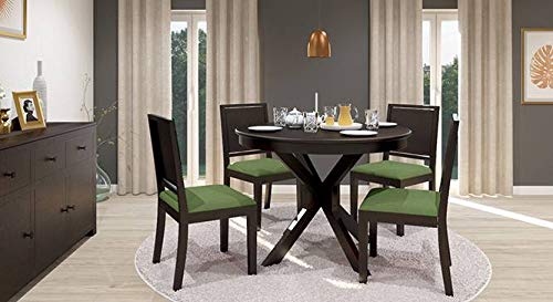 Teak Wood 4 Seater Round Dining Table with Chairs Set | Wooden 4 Seater Round Dining Table | 4 Seater Dining Table Set | Dining Room Set | Wenge