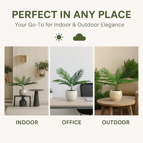 Image of Kayra Decor Natural Looking Areca Palm | Ornamental Plant for Interior | Indoor Tropical Plant for Home /Shop /Office Decor /Gifting Artificial Plant with Nursery Pot (1.75 ft, Green)