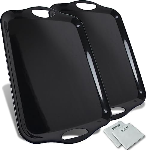 Large Melamine Serving Trays for Eating, 17.5’’ x 12’’ Serving Platter for Appetizer, Charcuterie, Food, Snack, Cupcakes, Dessert, BPA-Free, Dishwasher Safe Tray, Set of 2, Black