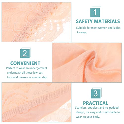 Gatuida 3PCS Strapless Bandeau Bra, Womens Bandeau Bra Non Padded Floral Lace Wireless Strapless Bra Stretchy Tube Lace Chest Tube Tops for Women3