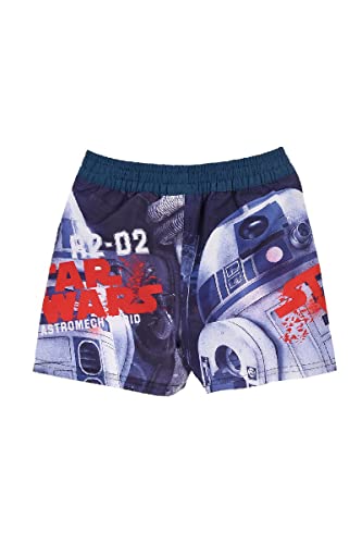 Disney Star Wars Short de Bain Garçon, Boxer Short de Bain Surf pour Garçon, Design Storm Trooper et R2D2, Taille 4 Ans, Bleu