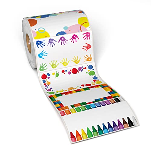 350 Pack Hello My Name is Stickers Identification Badges, 3.5" X 2.25" Peel and Stick for Conferences, Offices and Schools - Made in The USA (Kids Colorful)