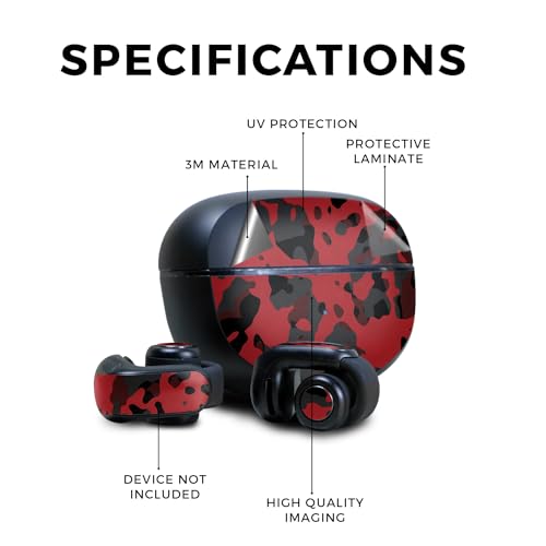 Image of Skin Compatible with Bose Ultra Open Earbuds - Red Modern Camo - Premium 3M Vinyl Protective Wrap Decal Cover - Easy to Apply | Crafted in The USA by MightySkins