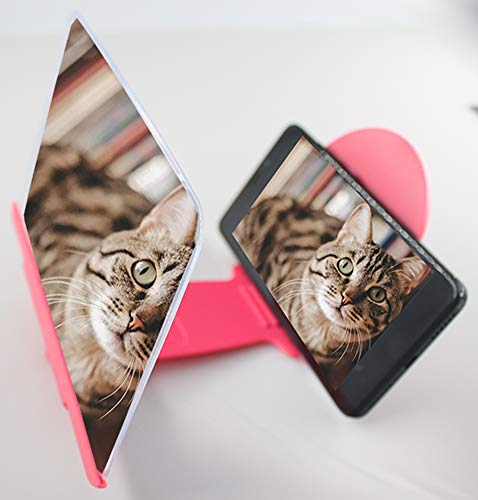 Mobile Phone Screen Magnifier Amplifier, Support All Smartphones, Foldable, Pink, 8inches