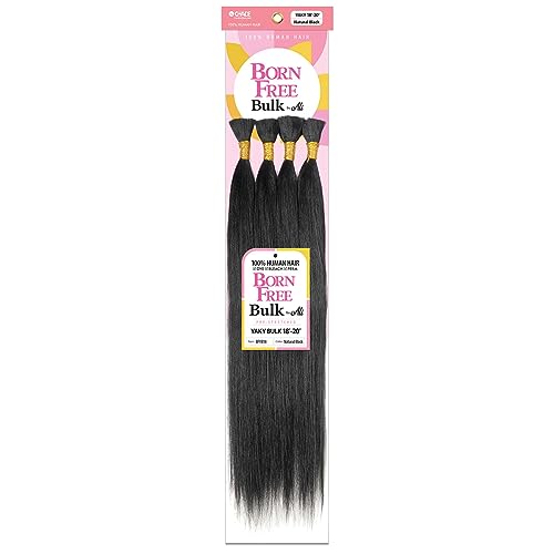 Born Free Bulk by Ali 100% Human Hair Pre Stretched Micro Braiding Hair - YAKI BULK 18-20 (NATURAL BLACK)