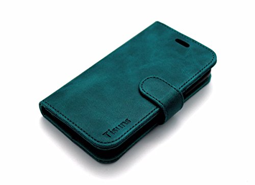 Galaxy J3V 2016 Case, Galaxy J3 Case,Tisuns J3 2016 Leather Case, Flip Folio Book Case, Money Pouch Wallet Cover with Kick Stand for Samsung Galaxy J3 2016 (Blackish Green)