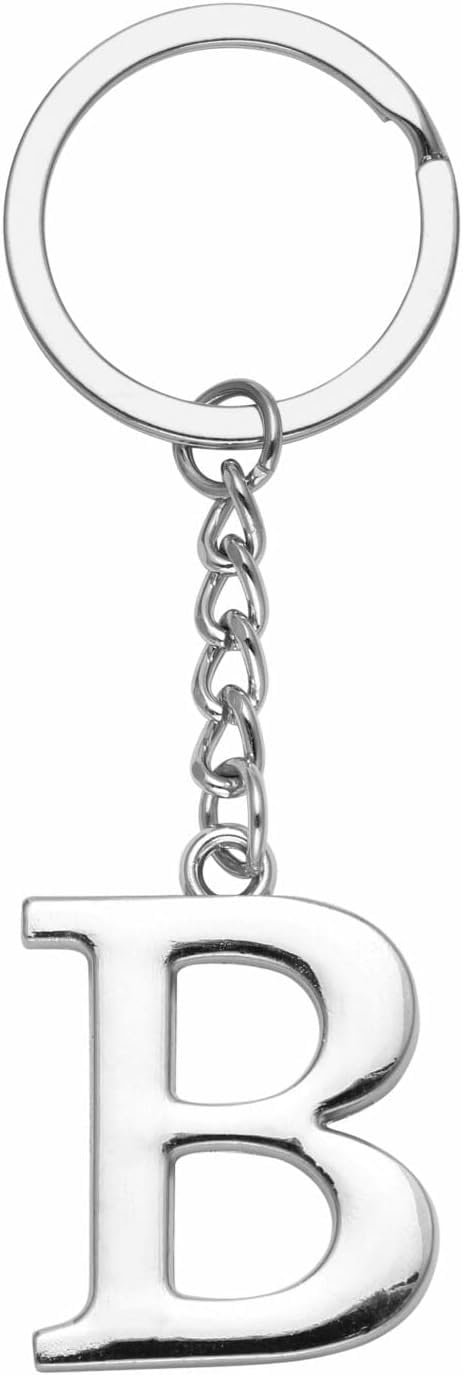 LUODAN Portachiavi Regalo donna uomo,argento A-Z 26 lettera iniziale ciondolo portachiavi - Regalo sorelle amicizia idee regalo migliore amico compleanno